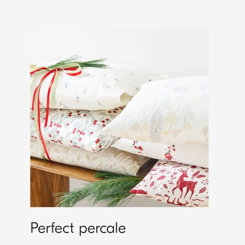 West Elm Scandi Deer Percale King Sheet Set